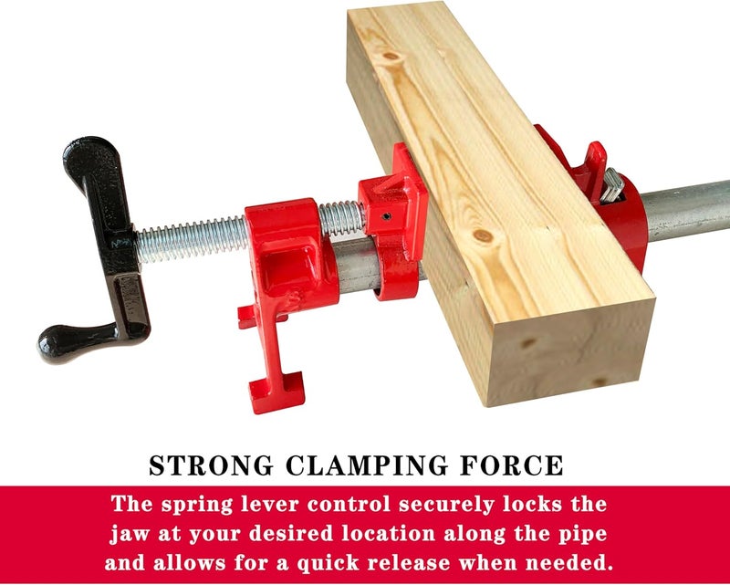 HimaPro 2-Pack 3/4 Inch H-Style Professional Pipe Clamp Set - Designed For Woodworking, Carpentry, Home Improvement, and DIY Jobs - Image 3